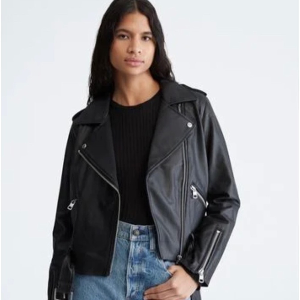 Calvin Klein Jeans Leather Jacket With Belt
